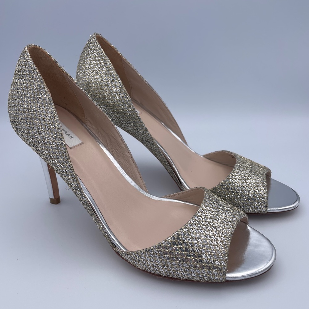 Cole Haan Sparkling Silver Open Toe Heels